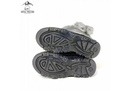 Детские унты, голубая норка, литая подошва