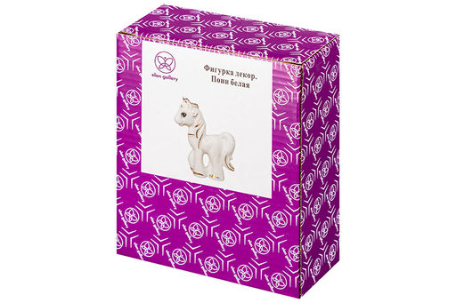 Фигурка декоративная 7*2,5*8,5 см Пони с короной белая с золотом, фарфор - Elan gallery фото 5