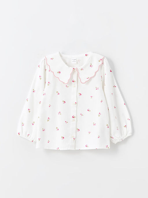 Bebe Yaka Uzun Kollu ?i?ekli K?z ?ocuk G?mlek