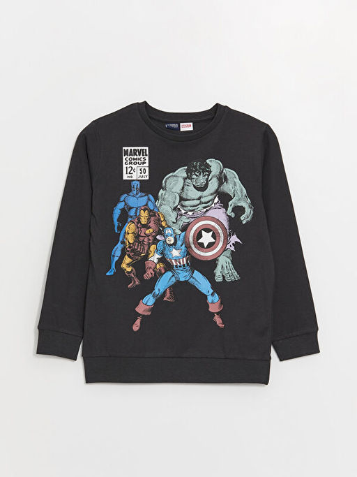 Bisiklet Yaka Avengers Bask?l? Uzun Kollu Erkek ?ocuk Sweatshirt