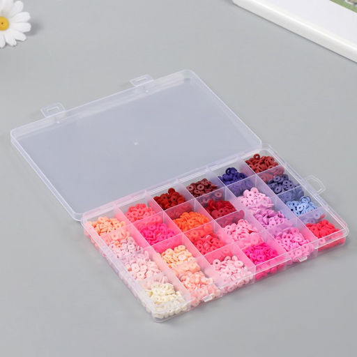 Декор для творчества пластик «Палитра красного, розового», d=0.6 см, набор 24 цвета, 18.5×13×2 см