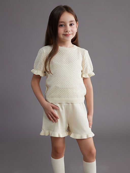 Bisiklet Yaka K?z ?ocuk Bluz ve ?ort 2li