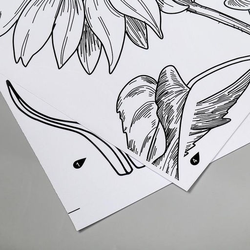 Наклейка интерьерная чёрная «Подсолнух и тюльпаны», набор 2 листа, 45×60 см