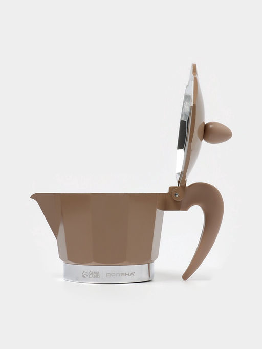 Кофеварка гейзерная Доляна Мокко, 150 мл, на 3 чашки, нержавеющая сталь, коричневая  фото 7