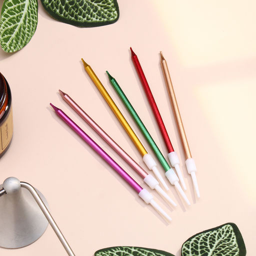 Свечи в торт коктейльные Шайн, 6 шт, 10 см, металлик - Страна карнавалия фото 3