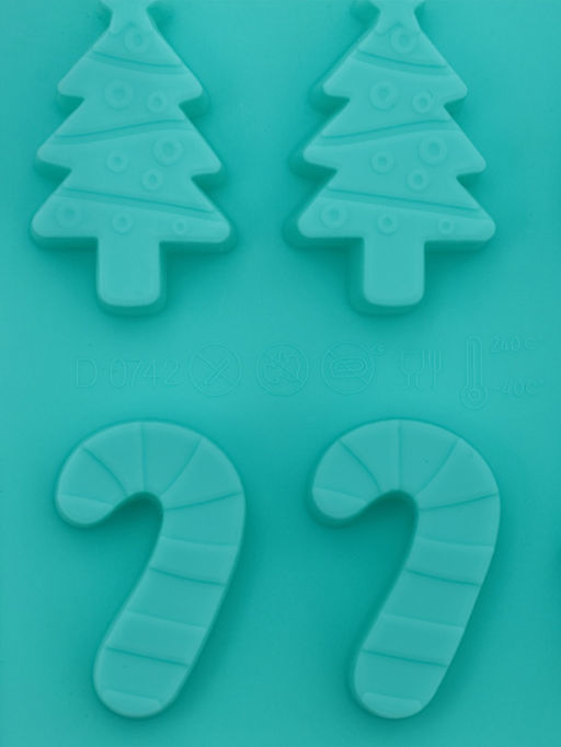 Цена за 2 шт. Форма для конфет и шоколада Доляна Новый год, силикон, 21.5?10 см, 12 ячеек, бирюзовая