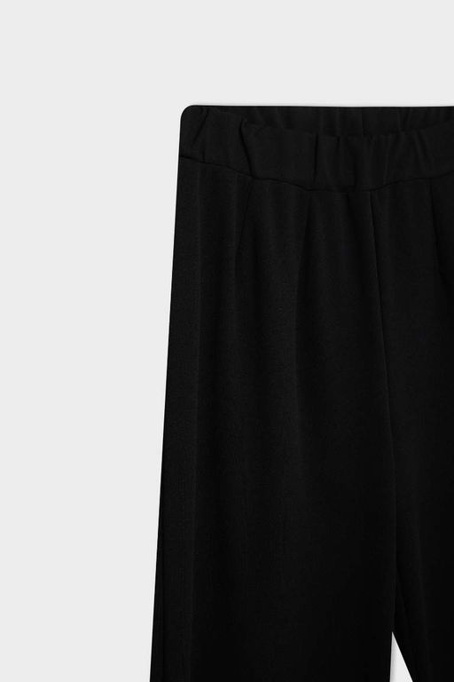 Базовые прямые брюки со складками прямого кроя и эластичной резинкой на талии - Defacto фото 2