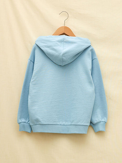 Kap??onlu Bask?l? Uzun Kollu K?z ?ocuk Sweatshirt - Waikiki фото 2