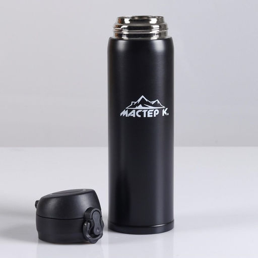 Термос Мастер К Топ, 500 мл, 6.3?24.5 см, сохраняет тепло 8 ч, нержавеющая сталь, чёрный