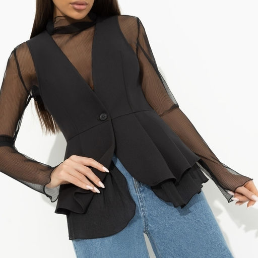 Жилет комбинированный с органзой Форма гениальности (черный) - Charutti фото 3