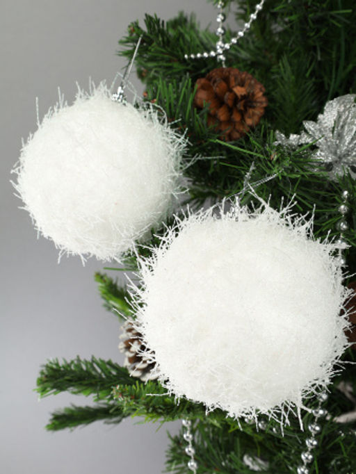 Новогоднее украшение Шары 2 штуки 9,5 см / WF-186 /уп 108/белые - ГалеонТрейд фото 2