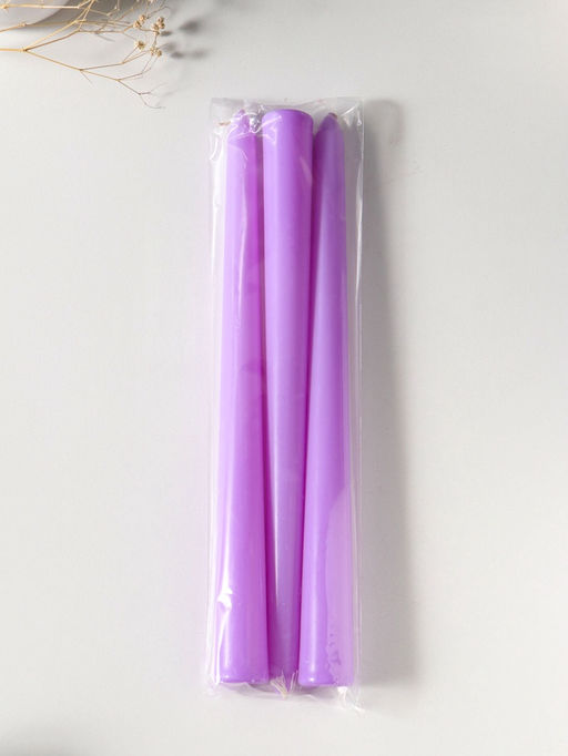 Свеча античная 25 см (набор 3 шт) 58 гр, 7 ч, цв. лаванда