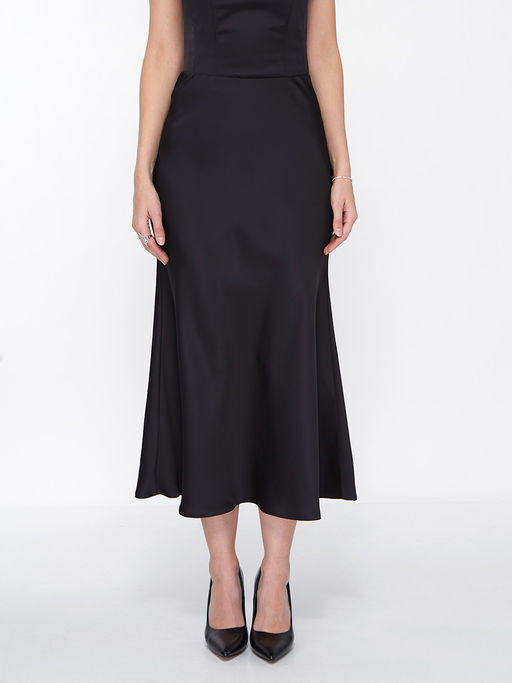 Юбка по косой атласная OD-900-1 черная - Tantino фото 4