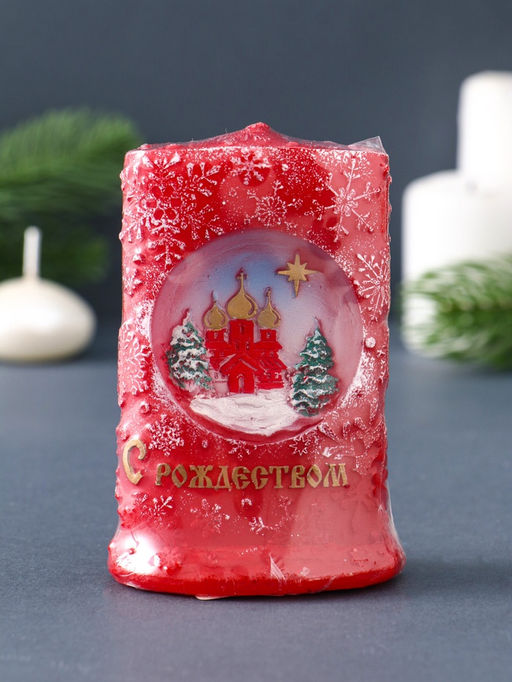 Свеча декоративная Снежное Рождество 7410.5 см, красный - Simaland фото 5
