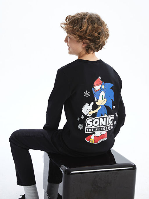 Bisiklet Yaka Sonic Bask?l? Erkek ?ocuk Ti??rt