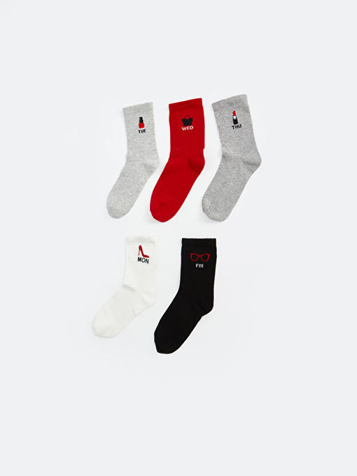 Bask?l? Kad?n Soket ?orap 5li