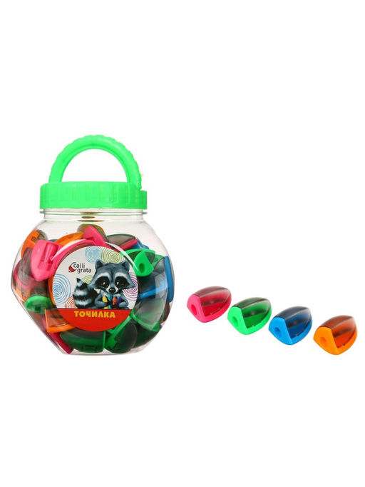 Цена за 80 шт. Точилка для карандашей Calligrata Конус, с контейнером, МИКС  фото 2