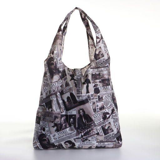 Сумка хозяйственная на кнопке, складная, 42×0.5×65, чёрная