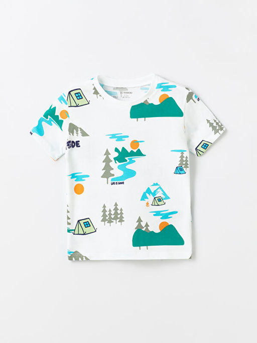 Bisiklet Yaka Bask?l? Erkek Bebek Ti??rt