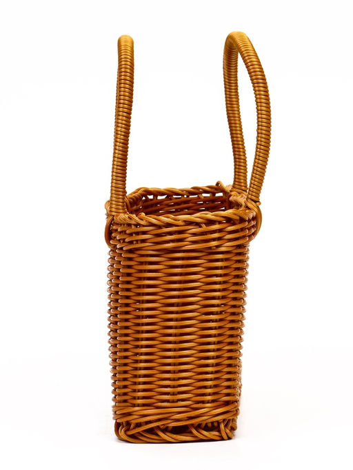 Корзина плетёная для хранения, 29×16×16 см, ручка h=17 см, пластиковая, коричневая