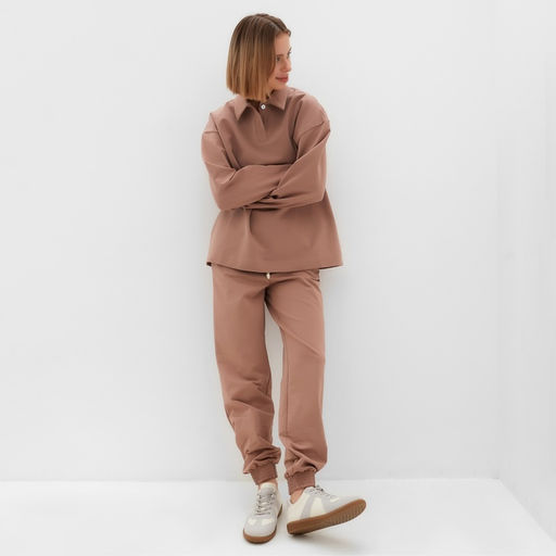Костюм спортивный женский: джемпер, брюки, MINAKU: Casual Collection, размер 46, бежевый