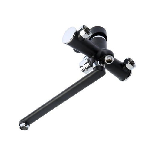 Смеситель для ванны Accoona A71111F, силумин, картридж 35 мм, излив 30 см, черный/хром