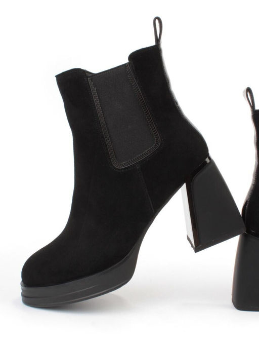 04-M3-835 BLACK Ботильоны зимние женские (натуральная замша, натуральный мех)