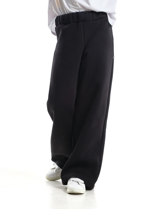 Брюки палаццо утепленные с начесом классические 22-9828 черный - Mini maxi фото 7