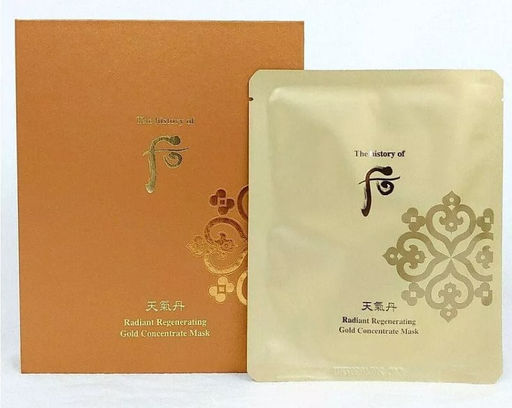 Маска тканевая антивозрастная премиальная THE HISTORY OF WHOO Cheongidan Hwahyun Radiant Regenerating Gold Concentrate Mask, 30ml