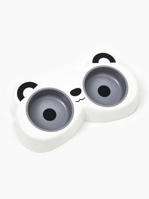 Миска двойная «Панда», 2×160 мл, пластик, белая, серая