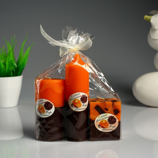 Набор свечей ароматических «Апельсин - кофе», 3 шт.