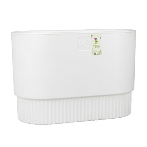 Горшок цветочный VipSet Бостон с дренажной системой овал 7,0л белый (AMБ-7-01)