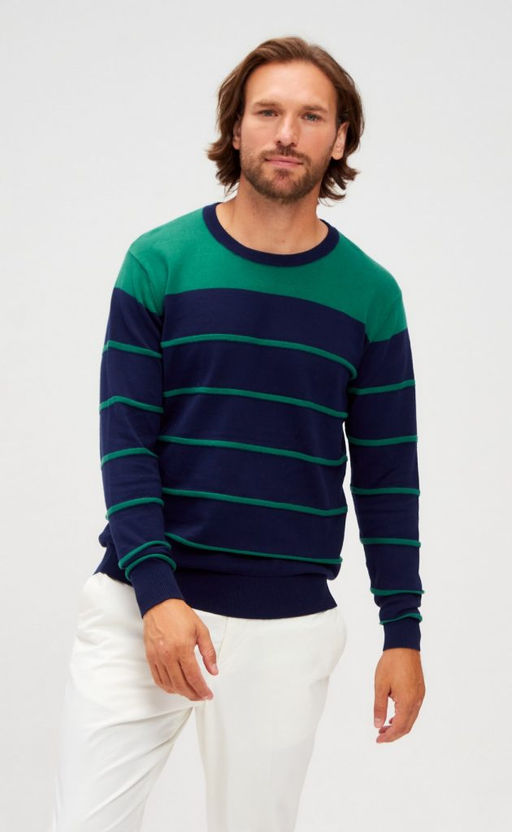 Джемпер мужской в полоску P221-15-1709 сине-зелёный - Primm фото 3