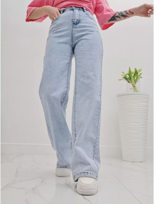 Джинсы палаццо широкие трубы с высокой посадкой