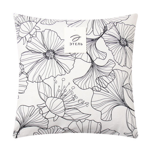 Наволочка декоративная Этель Black flowers, 40?40 см, хлопок 100%