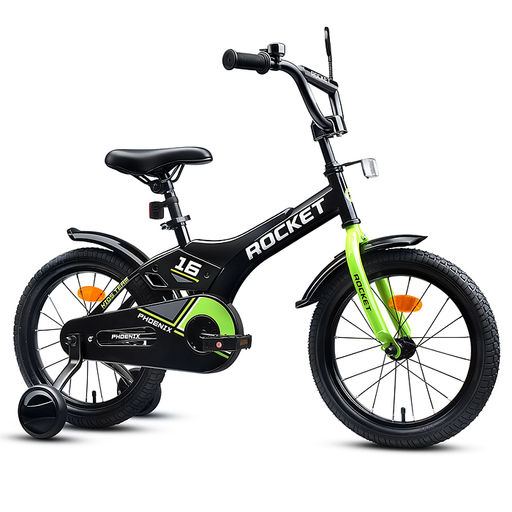 Велосипед 16" Rocket Phoenix, цвет черно/зеленый