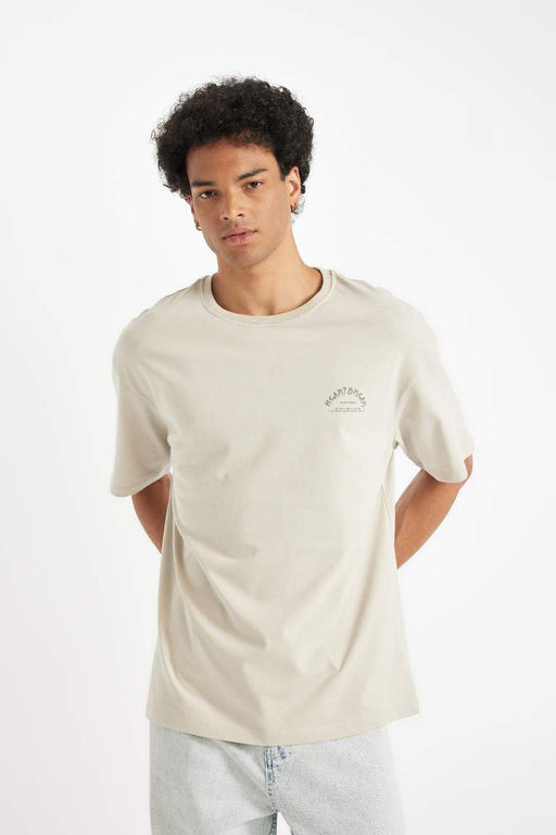 Футболка Comfort Fit с круглым вырезом и короткими рукавами с принтом - Defacto фото 5