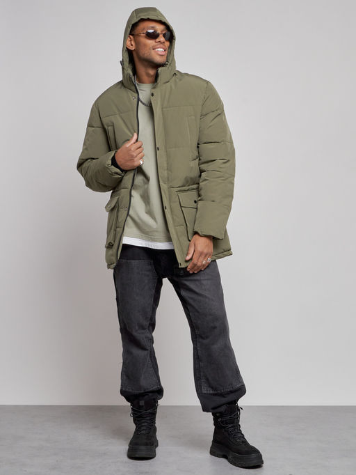 Парка мужская зимняя удлиненная молодежная зеленого цвета 807Z - Wonderrman фото 12