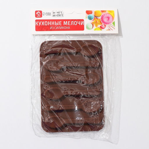 Форма для шоколада Доляна «Ложечки», силикон, 13,5×9,5×0,7 см, 6 ячеек (8,3×1,8 см), цвет коричневый