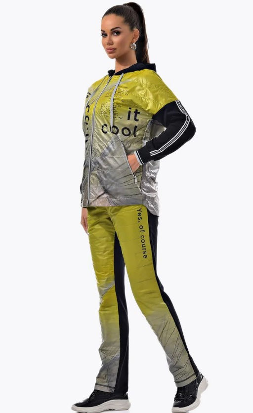 Толстовка из футера комбинированного с принтованной плащевой тканью - А+б коллекция фото 52