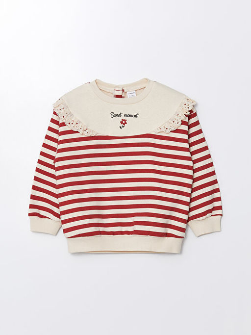 Bisiklet Yaka ?izgili K?z Bebek Sweatshirt ve Tayt 2li Tak?m - Waikiki фото 2