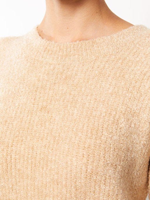 Bisiklet Yaka D?z Uzun Kollu Kad?n Triko Kazak