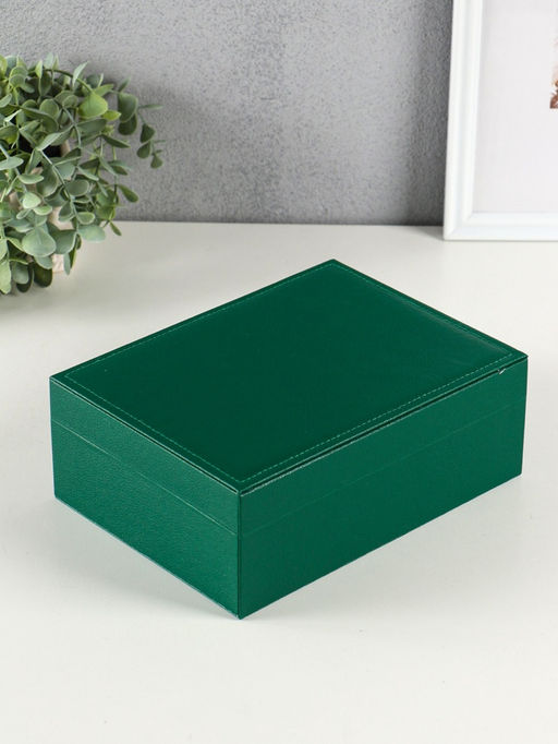 Шкатулка для украшений Isabel, съёмная подставка, тёмно-зелёная, 23.5×17×8.7 см