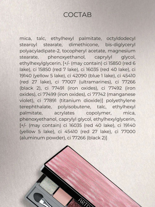 ARTDECO Сверкающая палетка GLITTERY EYESHADOW PALETTE, тон 4, 6x 1,6 г  фото 8
