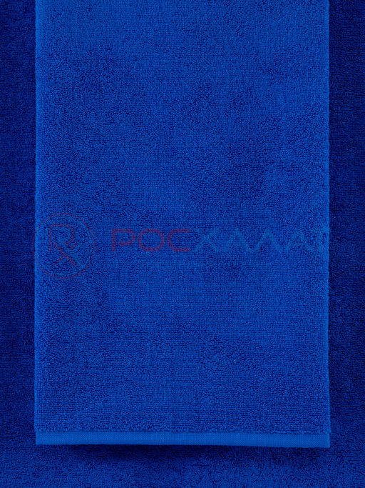 Махровое полотенце без бордюра синее ПМ-89 70х140