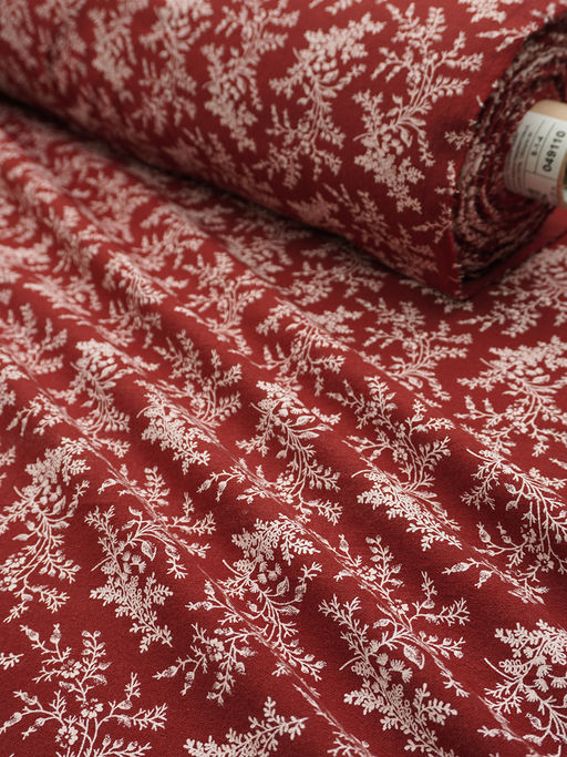 Теплый хлопок "Осенние травы" цв.насыщенный красно-терракотовый, ш.1.5м, хлопок-100%, 160гр/м.кв