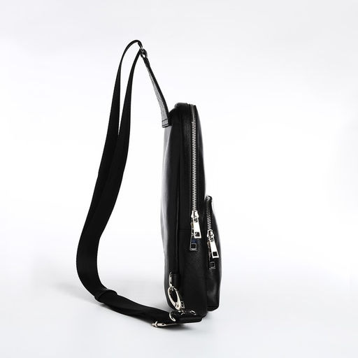 Сумка - слинг TEXTURA, натуральная кожа, цвет чёрный  фото 2