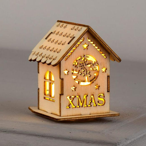 Ёлочная игрушка Домик с колокольчиками, 6х4.5х4.5 см, от батареек, свечение тёплое белое