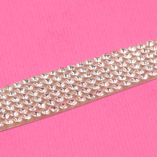 Стразы самоклеящиеся, d = 2 мм, ширина - 14 мм, 4,5 ± 0,5 м, цвет серебряный