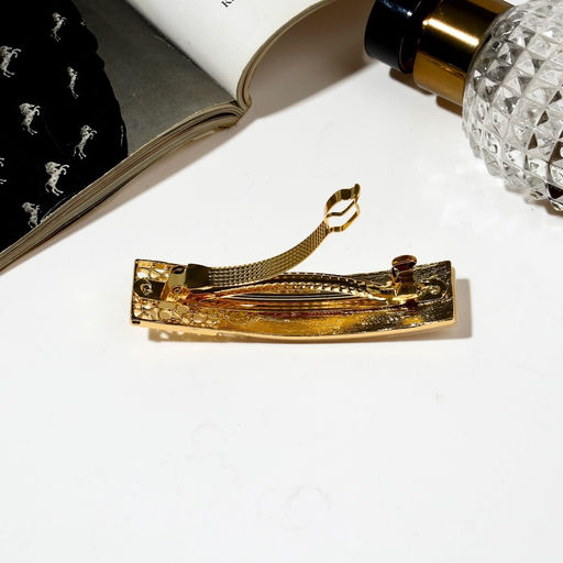 Заколка - автомат для волос «Геометрия», прямой кружевной, 8 см, золото